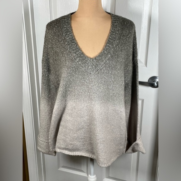Anthropologie Gray Ombré Sweater Oversized Cotton Wool Blend Size Small - Picture 5 of 9